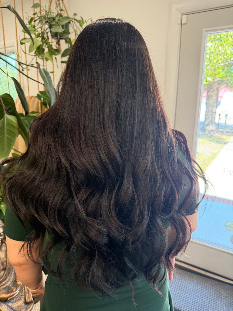 Long, glossy dark waves